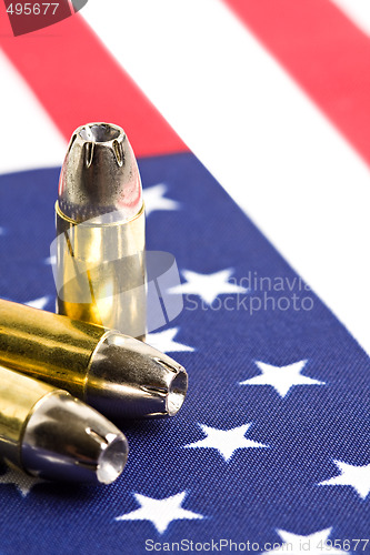 Image of bullets over American flag