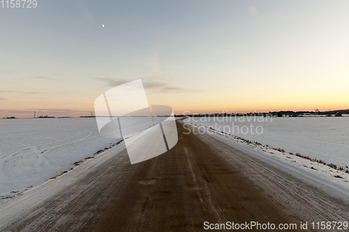 Image of Ruts on a snow-covered road