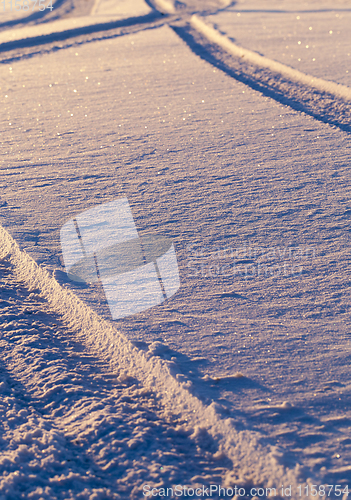 Image of Track on a snow-covered road