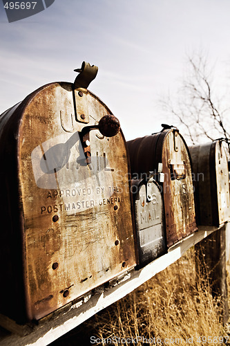 Image of old American mailboxes in midwest