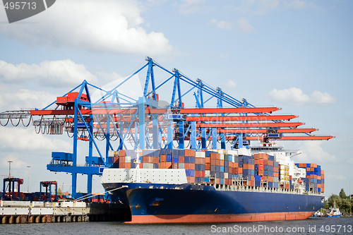 Image of container ship in port