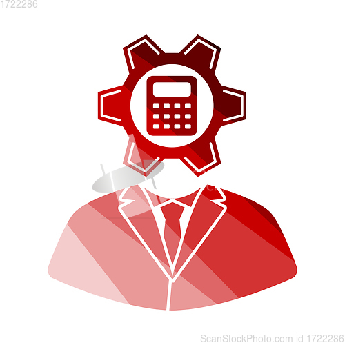 Image of Analyst With Gear Hed And Calculator Inside Icon