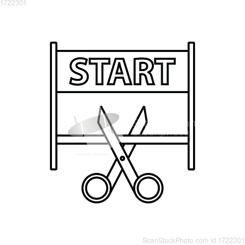 Image of Scissors Cutting Tape Between Start Gate Icon