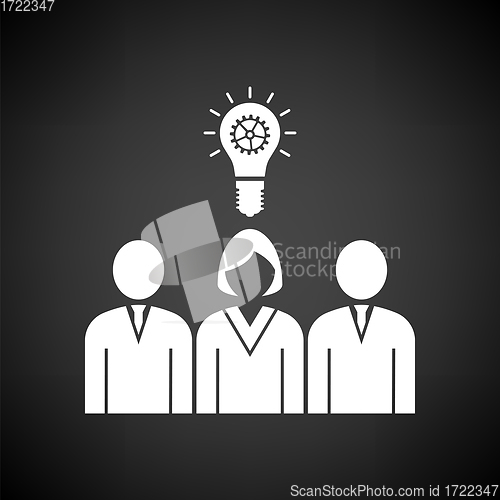 Image of Corporate Team Finding New Idea With Woman Leader Icon