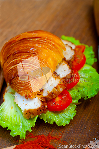 Image of savory croissant brioche bread with chicken breast