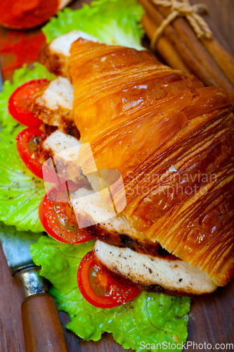 Image of savory croissant brioche bread with chicken breast