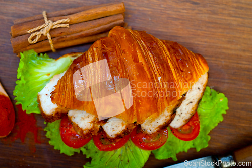 Image of savory croissant brioche bread with chicken breast