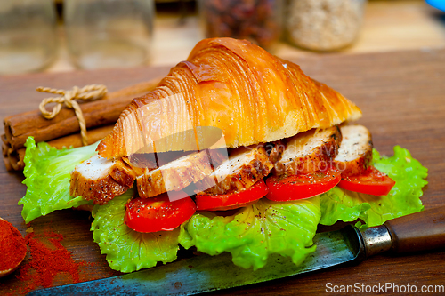 Image of savory croissant brioche bread with chicken breast