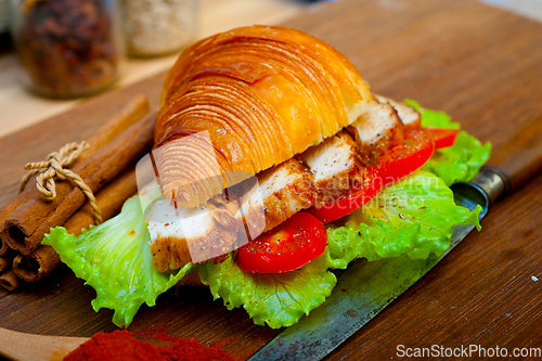 Image of savory croissant brioche bread with chicken breast