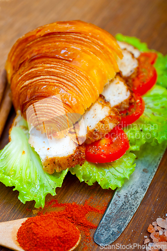 Image of savory croissant brioche bread with chicken breast