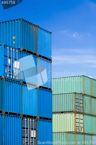 Image of shipping containers at harbor terminal