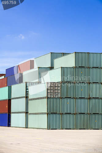 Image of shipping containers against blue sky