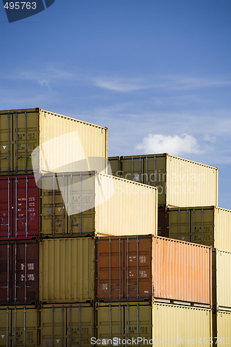 Image of shipping containers against blue sky