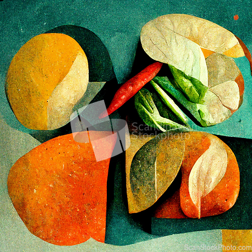 Image of  Minimalist illustration with vegetables. Vintage style.