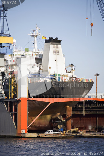 Image of ship in dry dock