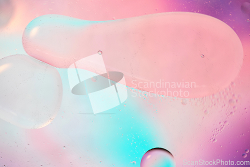 Image of Defocused pastel colored abstract background picture made with oil, water and soap