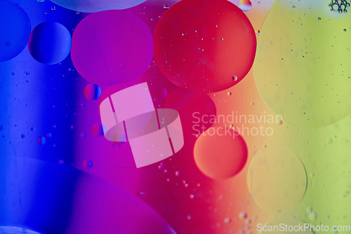 Image of Rainbow abstract defocused background picture made with oil, water and soap