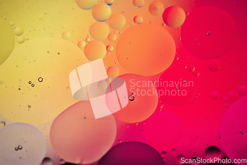 Image of Red and orange abstract background picture made with oil, water and soap