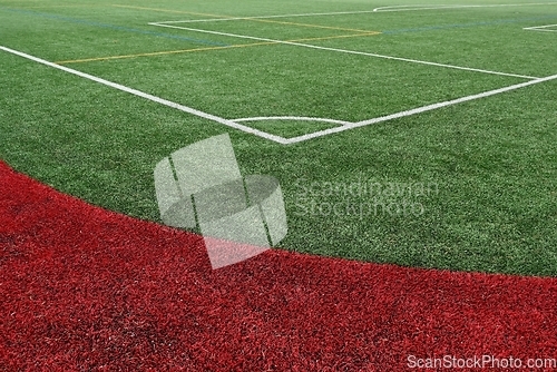 Image of stadium field with artificial turf 