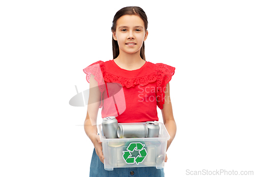 Image of smiling girl sorting metallic waste