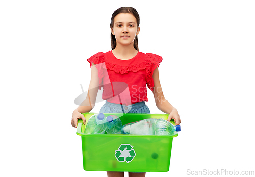 Image of smiling girl sorting plastic waste