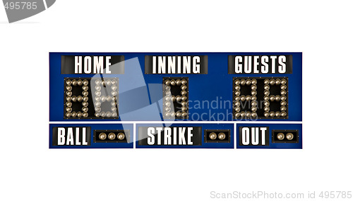 Image of scoreboard baseball isolated