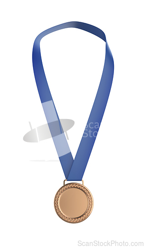 Image of Bronze medal with blue ribbon