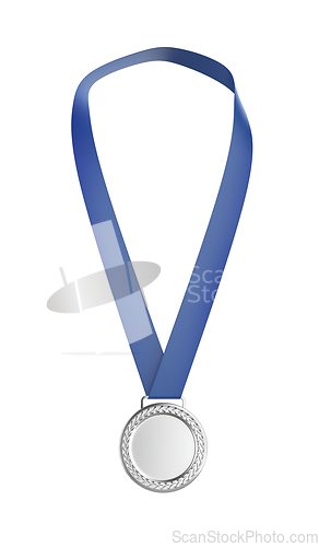 Image of Silver medal with blue ribbon