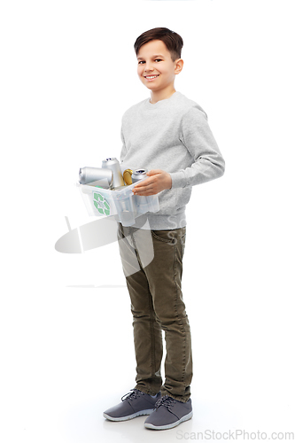 Image of smiling boy sorting metallic waste