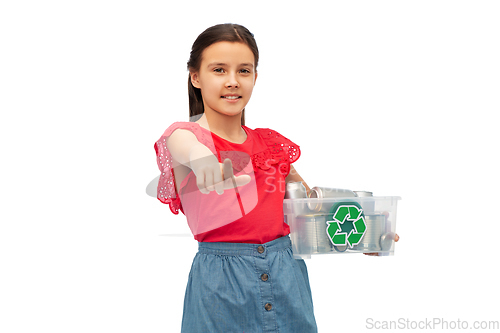 Image of smiling girl sorting metallic waste