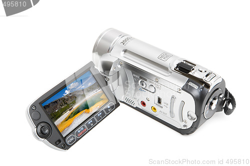 Image of camcorder with yellowstone landscape