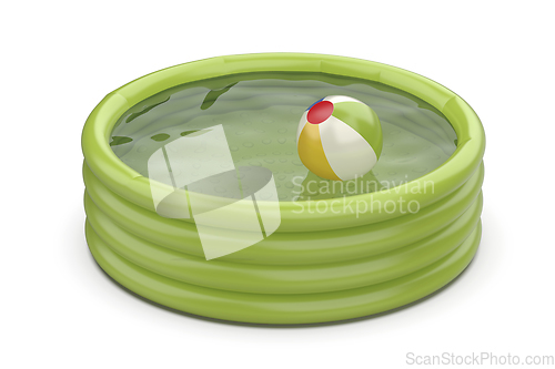 Image of Green swimming pool and beach ball