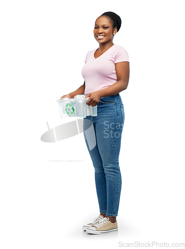 Image of african american woman sorting metallic waste