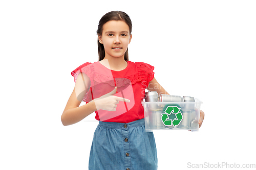 Image of smiling girl sorting metallic waste