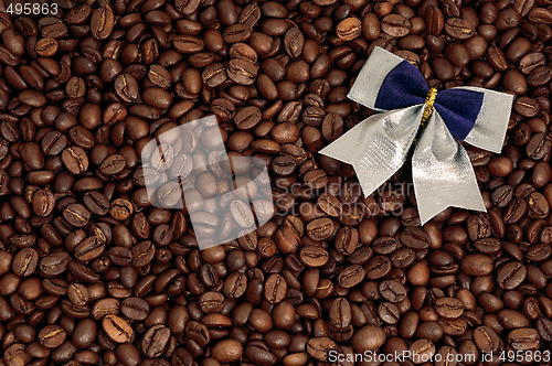 Image of Coffee beans background and bow