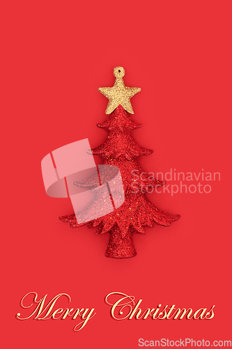 Image of Merry Christmas Sparkling Red Bauble Tree Decoration 