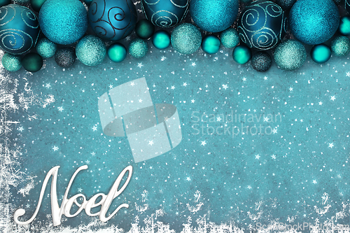 Image of Noel Background with Festive Glitter Tree Bauble Decorations 