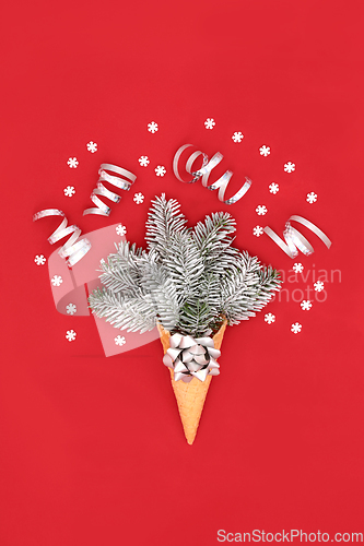 Image of Festive Christmas Abstract Surreal Ice Cream Cone Concept