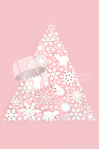 Image of Surreal Snowflake North Pole Christmas Tree Shape Concept