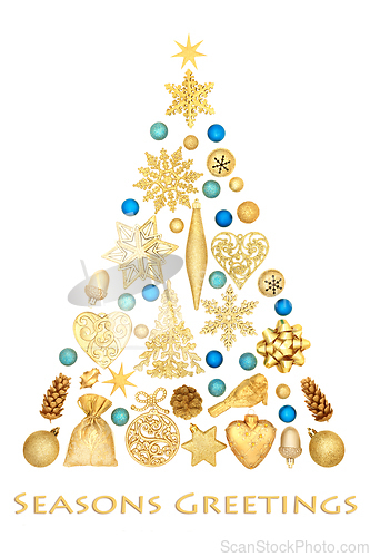 Image of Christmas Tree Shape Seasons Greetings Design Concept