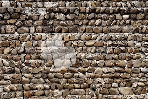 Image of Texture of the wall built of round pebbles in Signagi fortress in Georgia