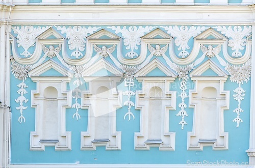 Image of Ornate pattern in Ukrainian barocco style on the walll of the Saint Sophia Cathedral in Kiev, Ukraine