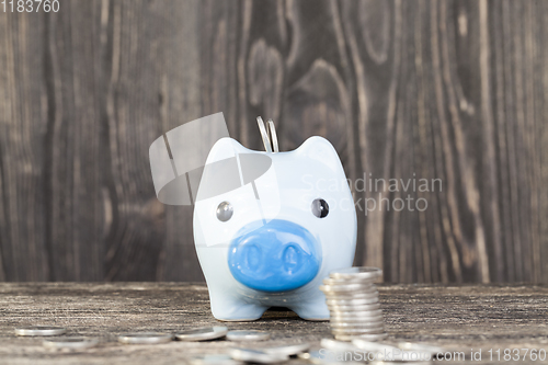 Image of blue pig piggy bank