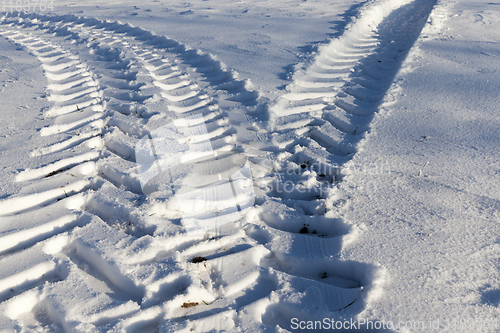 Image of Traces of the car on the snow