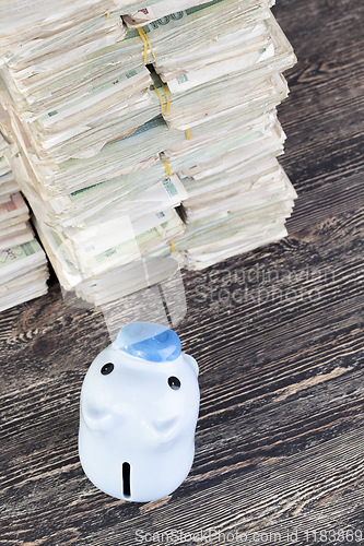 Image of blue pig piggy bank