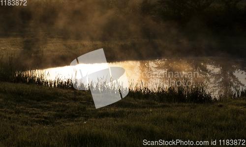 Image of fog and smoke from lake