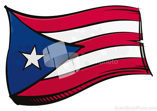 Image of Painted Puerto Rico flag waving in wind