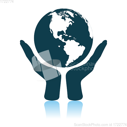 Image of Hands Holding Planet Icon