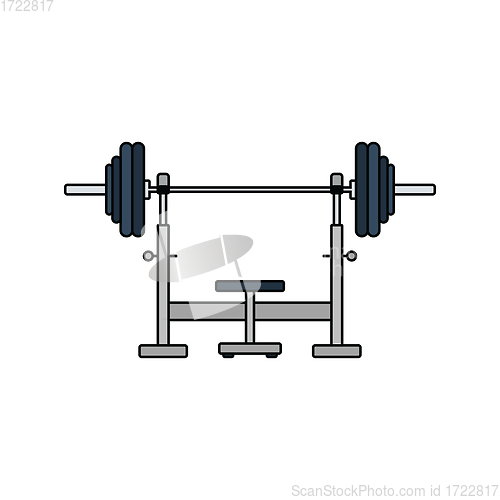 Image of Flat design icon of Bench with barbell