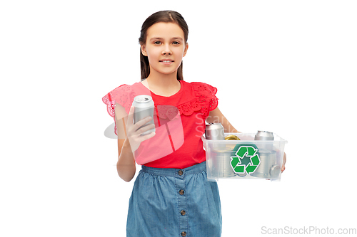 Image of smiling girl sorting metallic waste